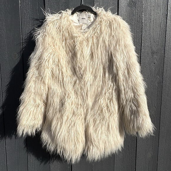 ASOS Jackets & Blazers - Y2k Boho Shaggy Faux Fur Coat Sz 2 Festival Indie Concert Statement Party Glam